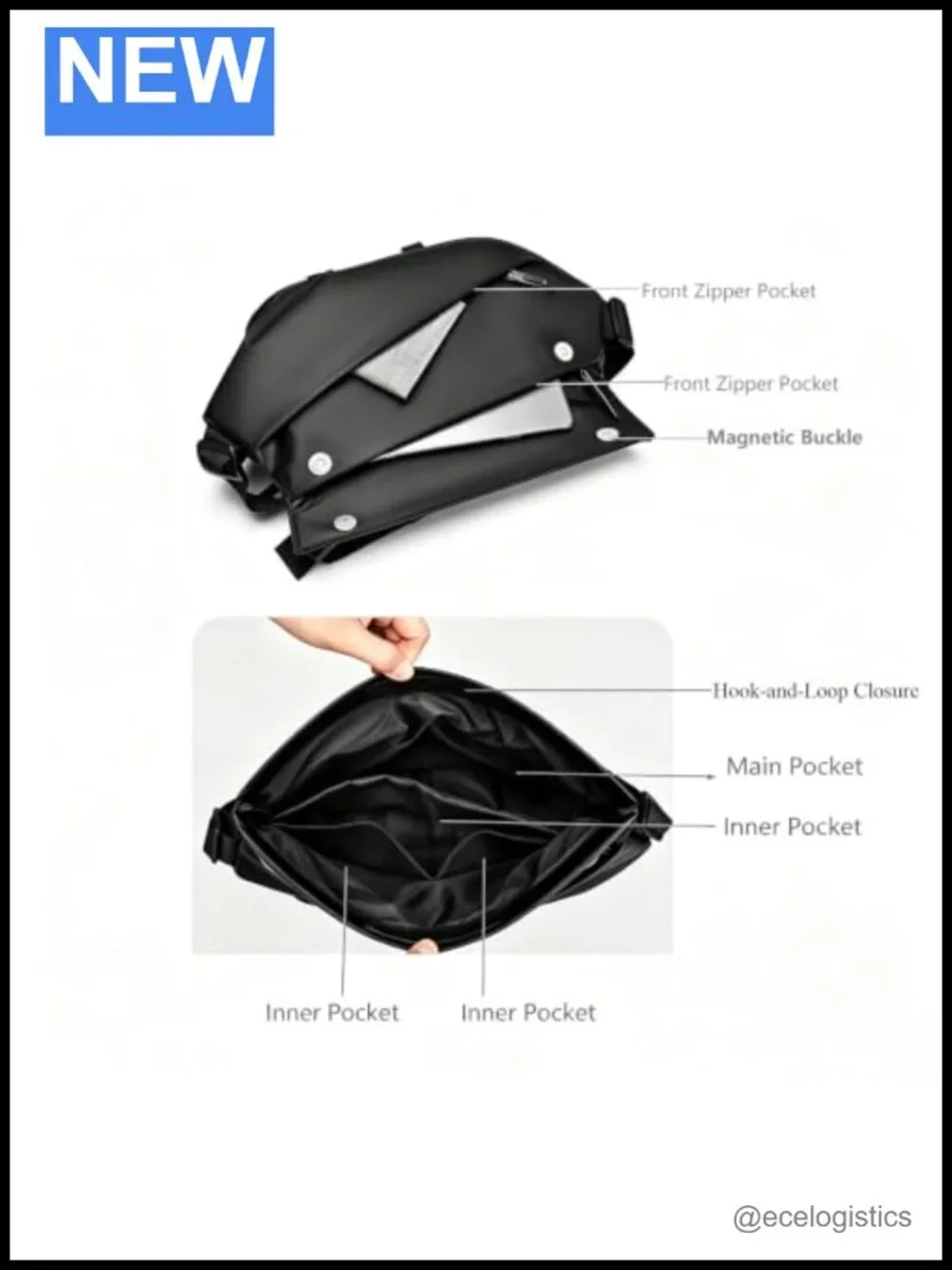 Waterproof Crossbody Sling Bag with Adjustable Strap, Large Capacity Travel
